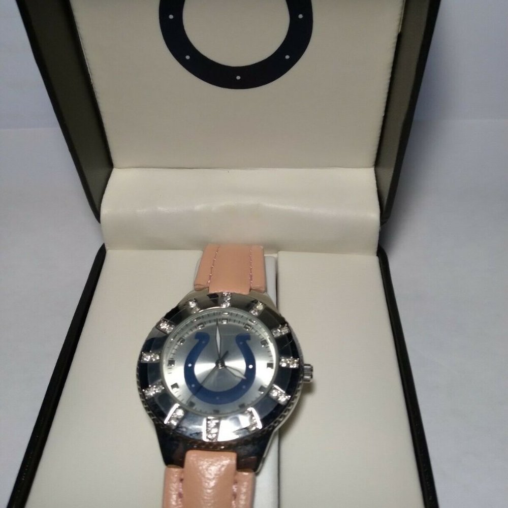 Indianapolis Colts NFL Women's Watch w/ Pink Leather Band w/ Rhinestones !!NEW!!